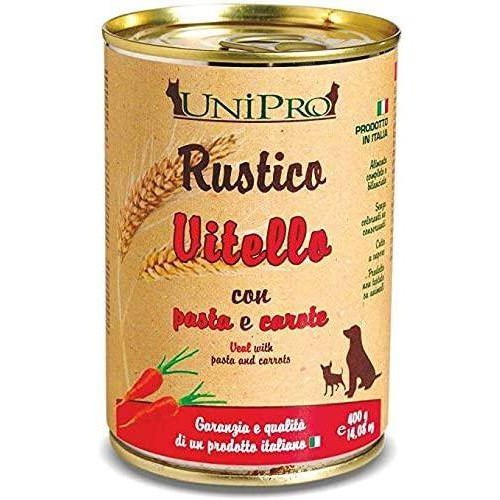 Unipro Rustico Vitello Pasta Integrale e Carote 400gr Lattina Unipro Rustico Vitello Pasta Integrale e Carote 400gr Lattina